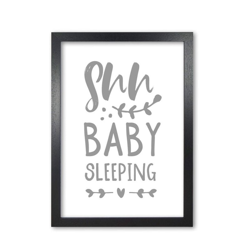 Shh baby sleeping grey modern fine art print, framed childrens nursey wall art poster