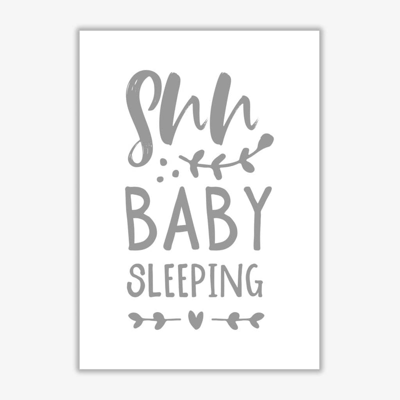 Shh baby sleeping grey modern fine art print, framed childrens nursey wall art poster