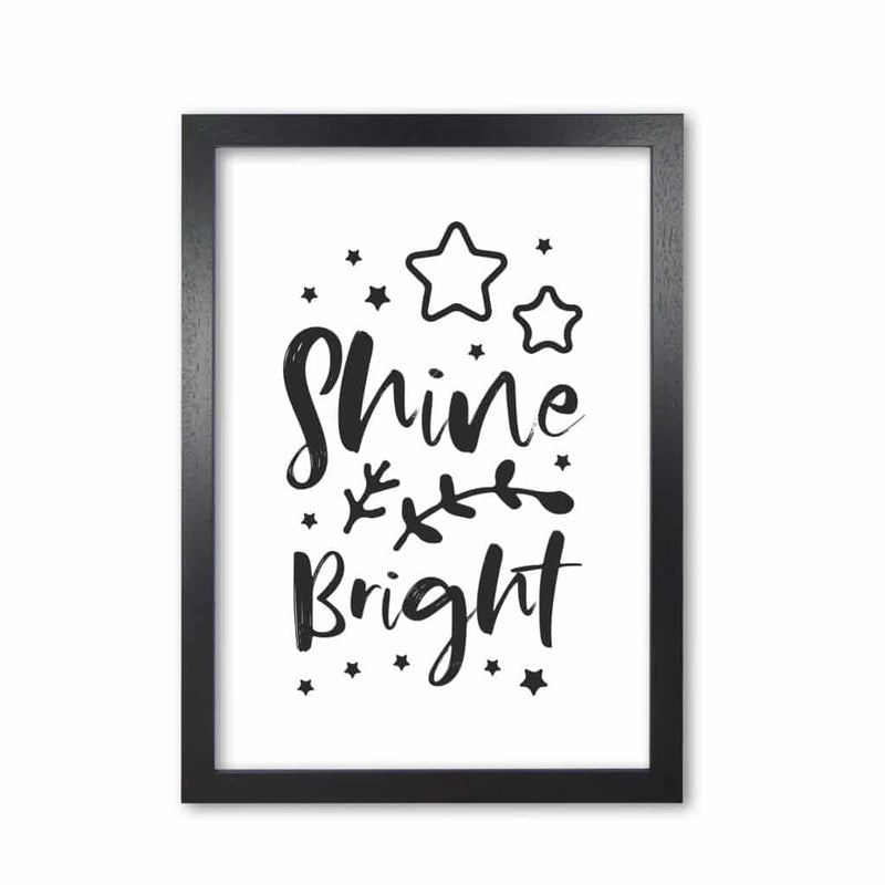 Shine bright black modern fine art print, framed childrens nursey wall art poster