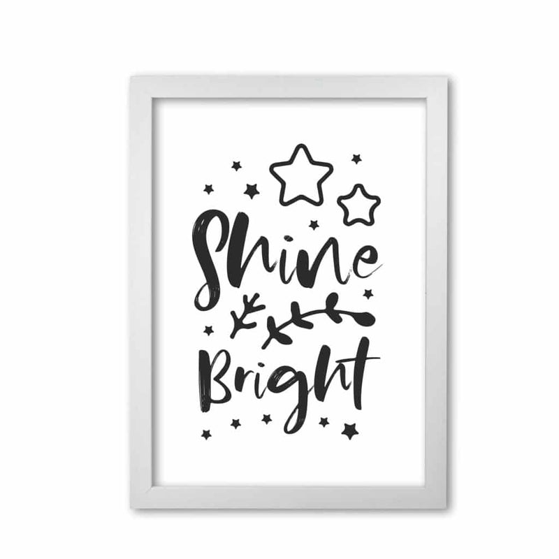 Shine bright black modern fine art print, framed childrens nursey wall art poster