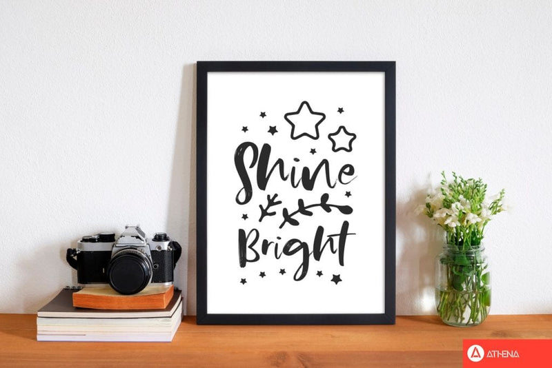 Shine bright black modern fine art print, framed childrens nursey wall art poster