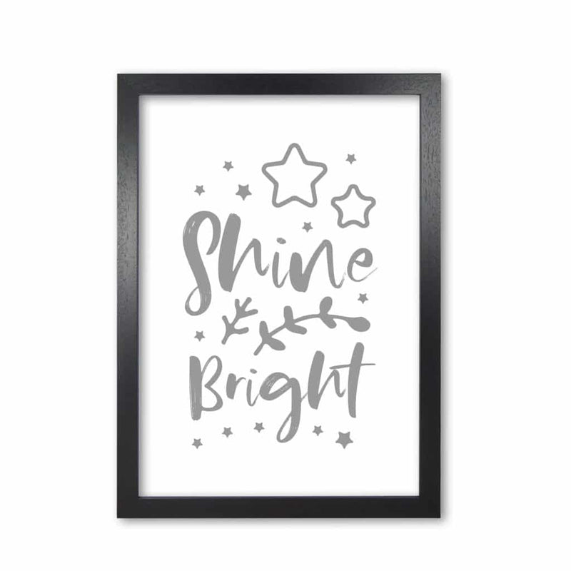 Shine bright grey modern fine art print, framed childrens nursey wall art poster