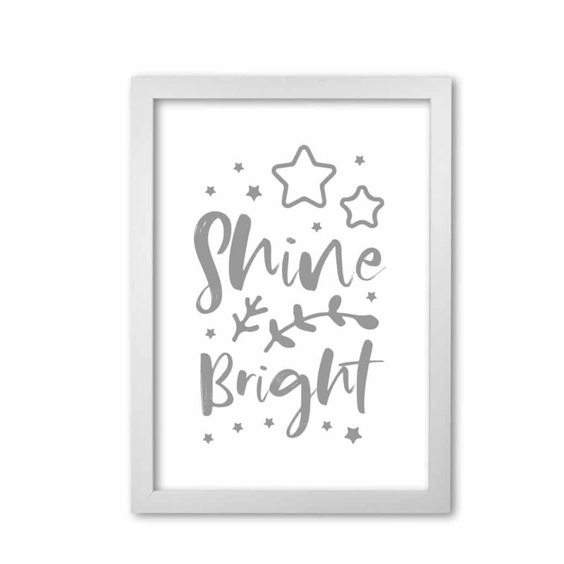Shine bright grey modern fine art print, framed childrens nursey wall art poster