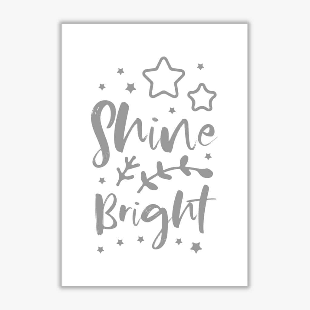 Shine bright grey modern fine art print, framed childrens nursey wall art poster