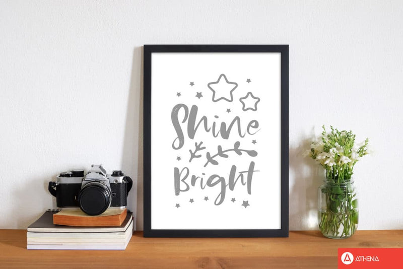 Shine bright grey modern fine art print, framed childrens nursey wall art poster