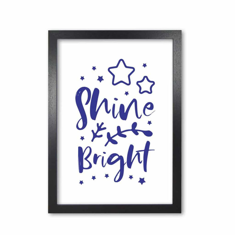 Shine bright navy modern fine art print, framed childrens nursey wall art poster