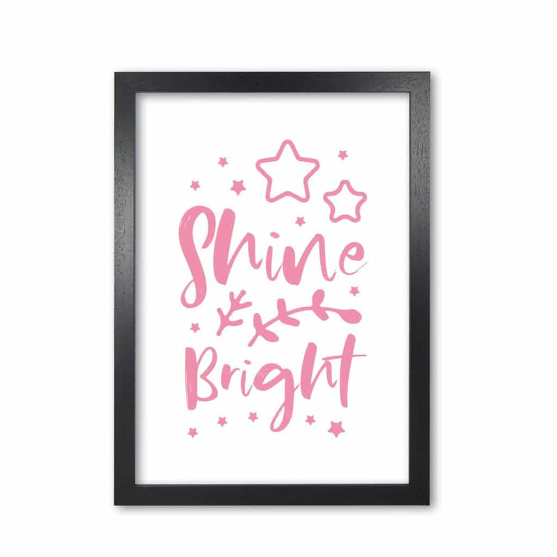 Shine bright pink modern fine art print, framed childrens nursey wall art poster