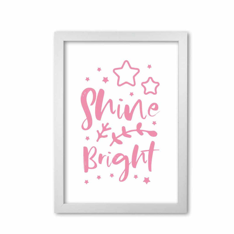 Shine bright pink modern fine art print, framed childrens nursey wall art poster