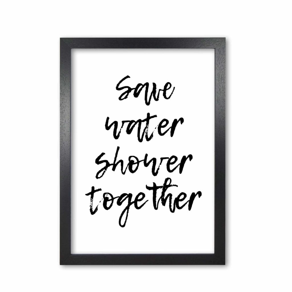 Shower together, bathroom modern fine art print, framed bathroom wall art