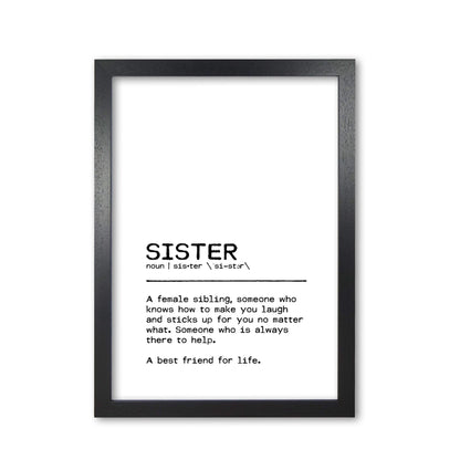 Sister best friend definition quote fine art print by orara studio