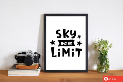 Sky has no limit modern fine art print, framed childrens nursey wall art poster
