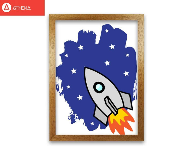 Space rocket modern fine art print, framed childrens nursey wall art poster