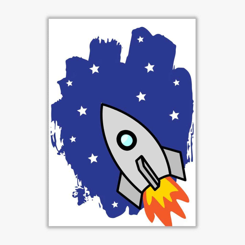 Space rocket modern fine art print, framed childrens nursey wall art poster