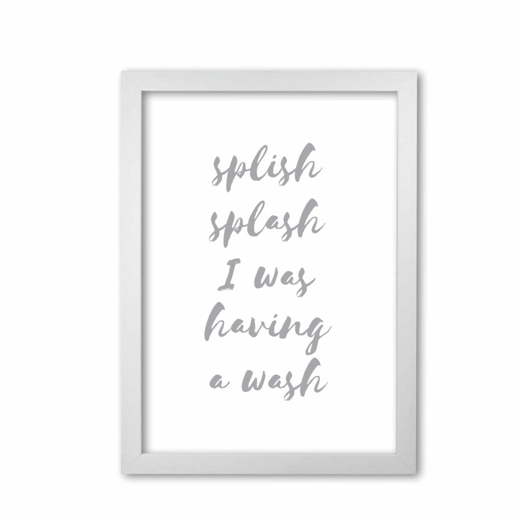 Splish splash grey, bathroom modern fine art print, framed bathroom wall art