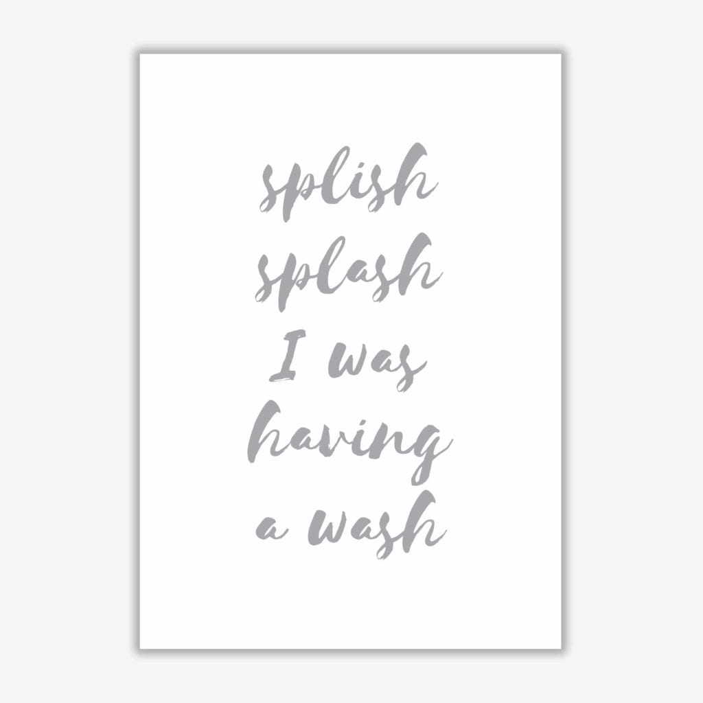 Splish splash grey, bathroom modern fine art print, framed bathroom wall art