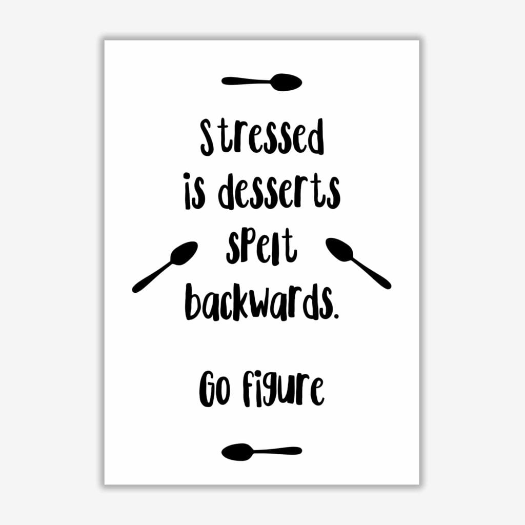 Stressed is desserts spelled backwards modern fine art print, framed kitchen wall art