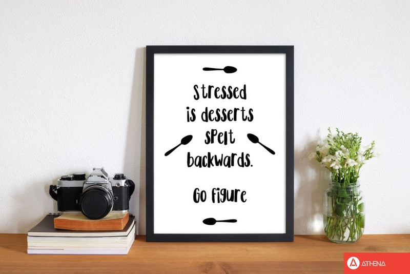 Stressed is desserts spelled backwards modern fine art print, framed kitchen wall art