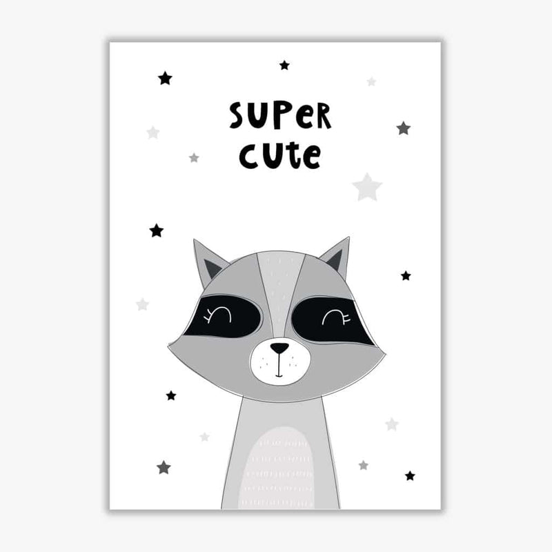 Super cute raccoon modern fine art print, framed childrens nursey wall art poster