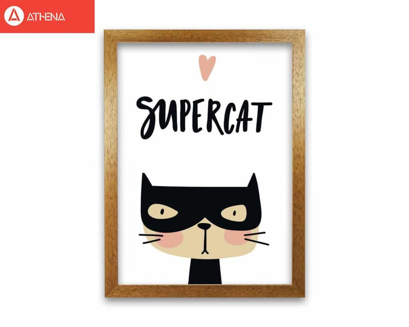 Supercat modern fine art print, framed childrens nursey wall art poster