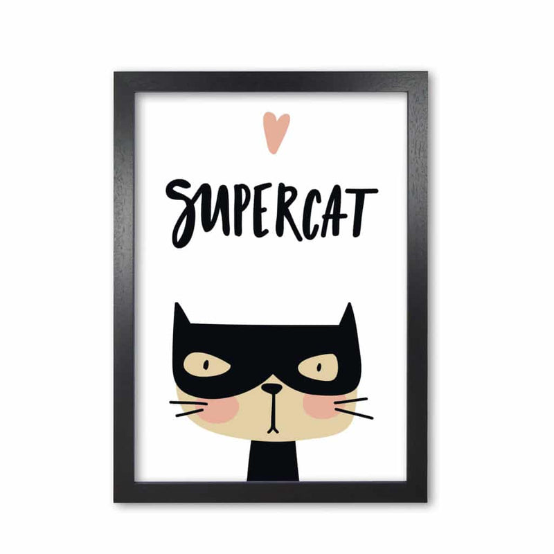 Supercat modern fine art print, framed childrens nursey wall art poster