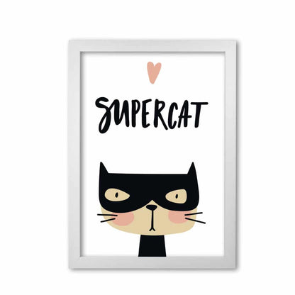 Supercat modern fine art print, framed childrens nursey wall art poster