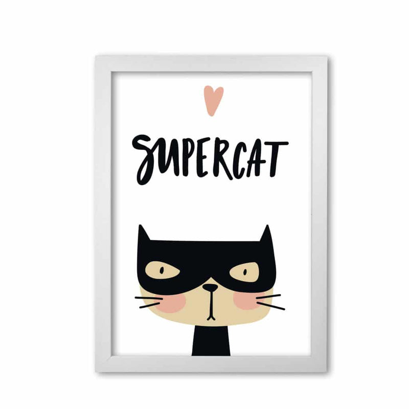 Supercat modern fine art print, framed childrens nursey wall art poster