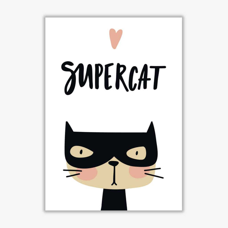 Supercat modern fine art print, framed childrens nursey wall art poster