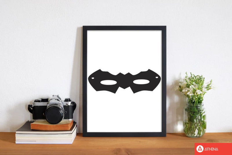 Superhero mask modern fine art print, framed childrens nursey wall art poster