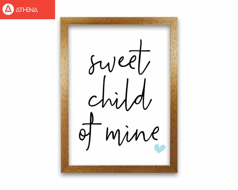 Sweet child of mine blue modern fine art print, framed childrens nursey wall art poster