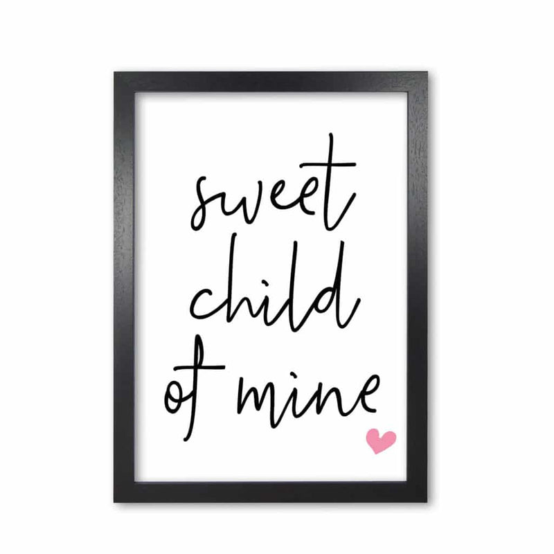 Sweet child of mine pink modern fine art print, framed childrens nursey wall art poster