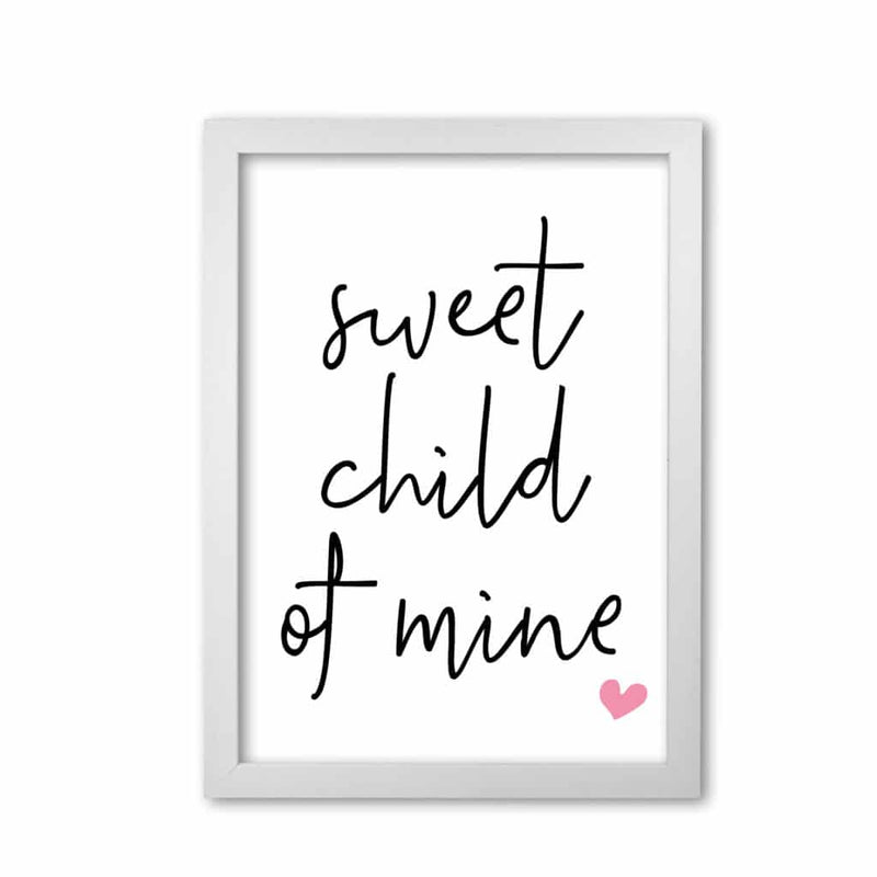 Sweet child of mine pink modern fine art print, framed childrens nursey wall art poster
