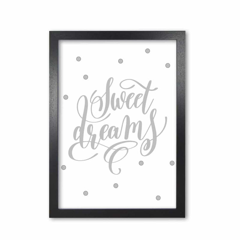 Sweet dreams grey modern fine art print, framed childrens nursey wall art poster