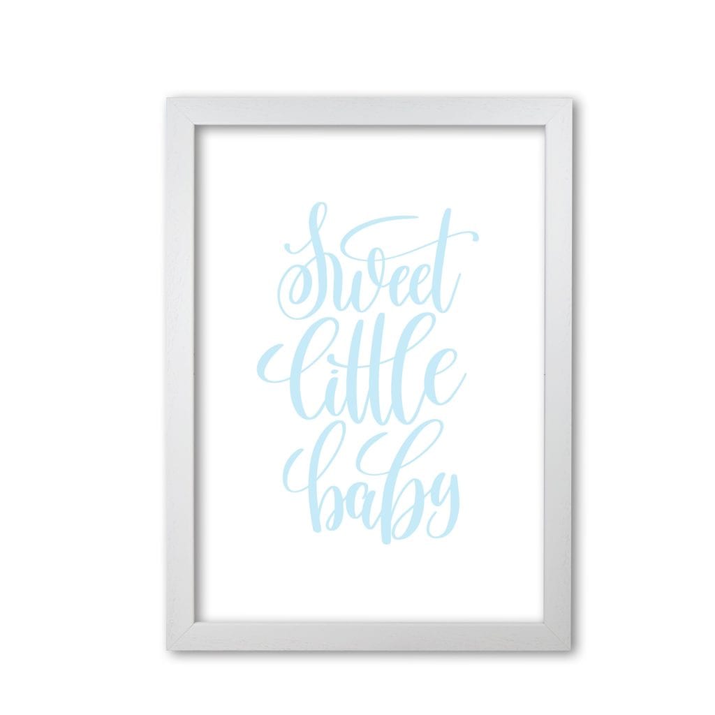 Sweet little baby blue modern fine art print, framed childrens nursey wall art poster