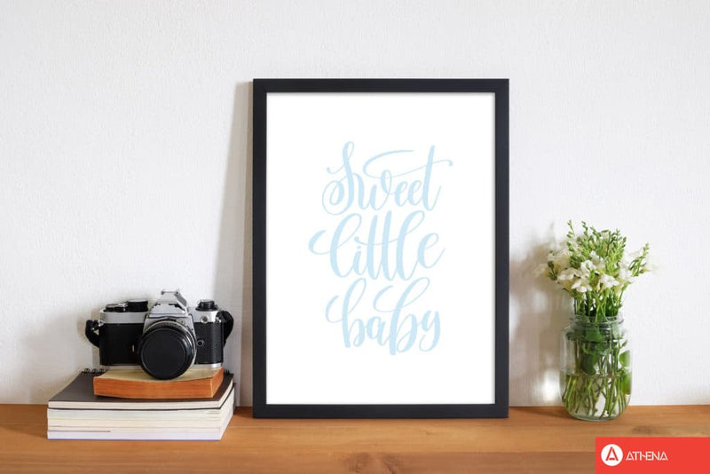 Sweet little baby blue modern fine art print, framed childrens nursey wall art poster
