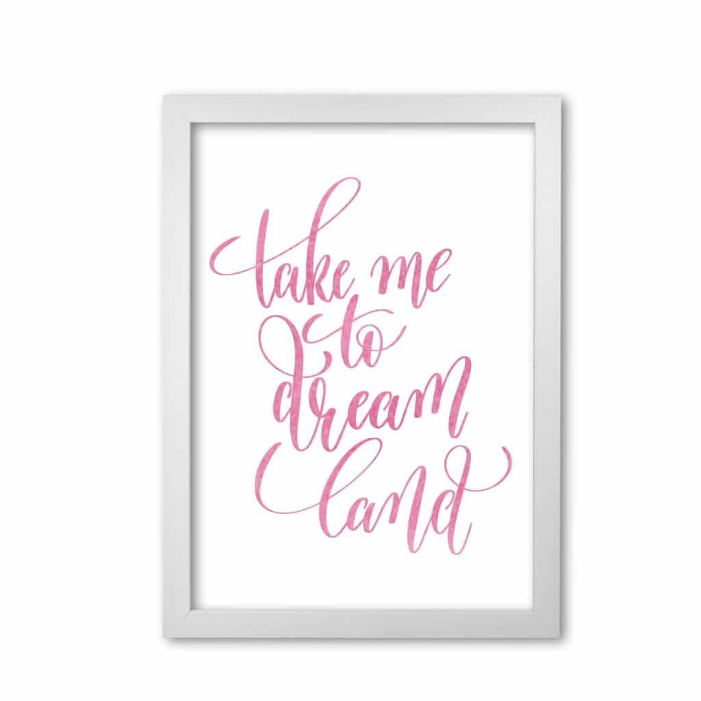 Take me to dreamland pink watercolour modern fine art print