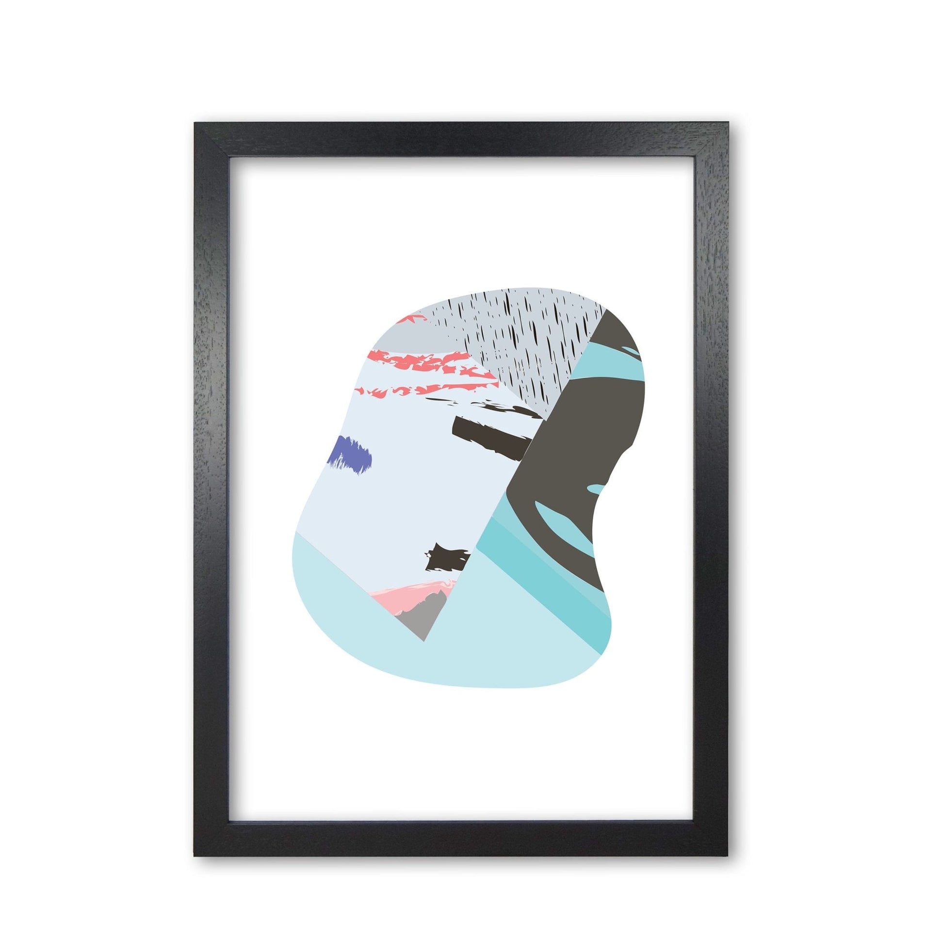Teal abstract patterns shape modern fine art print