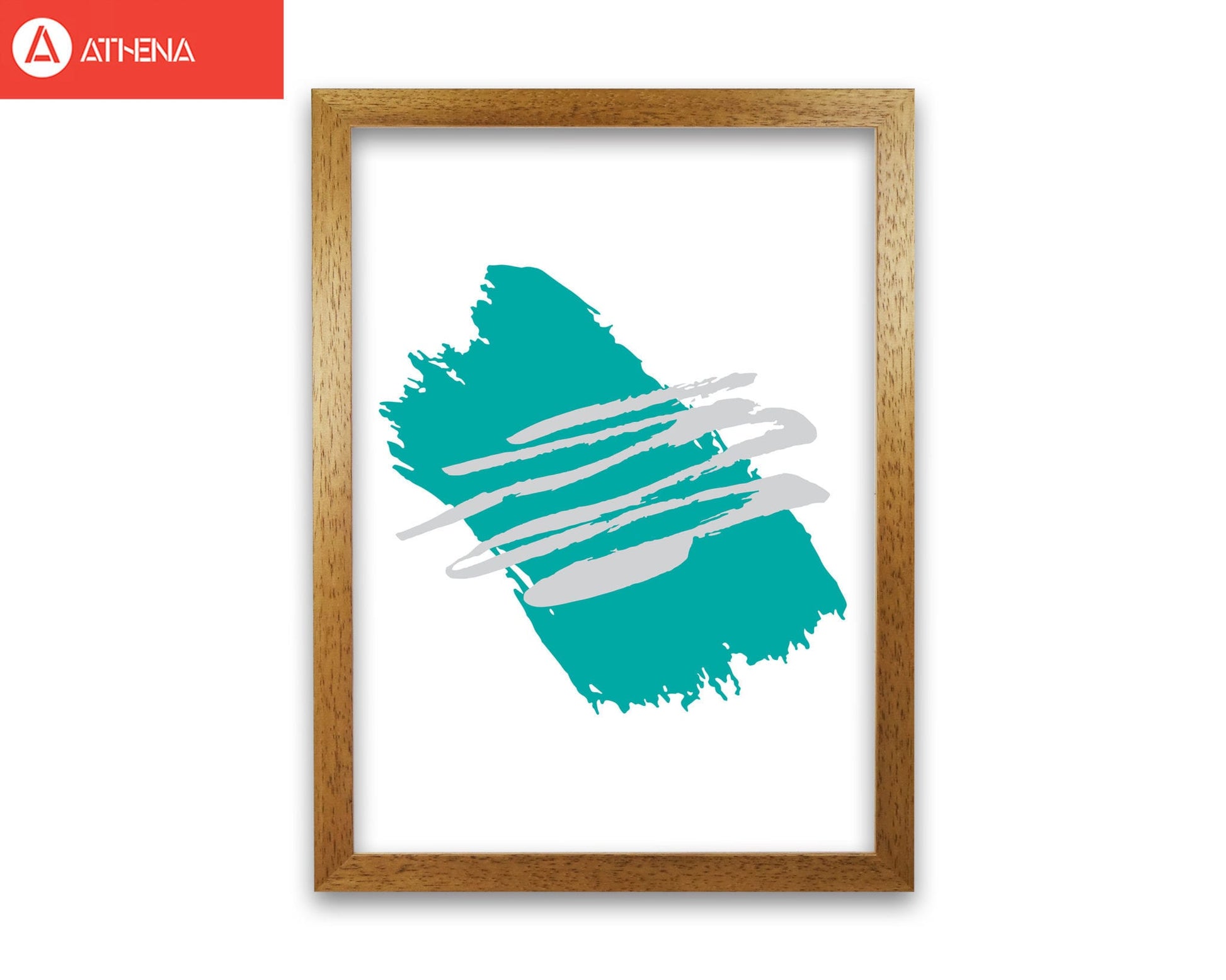 Teal jaggered paint brush abstract modern fine art print
