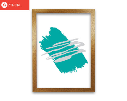Teal jaggered paint brush abstract modern fine art print