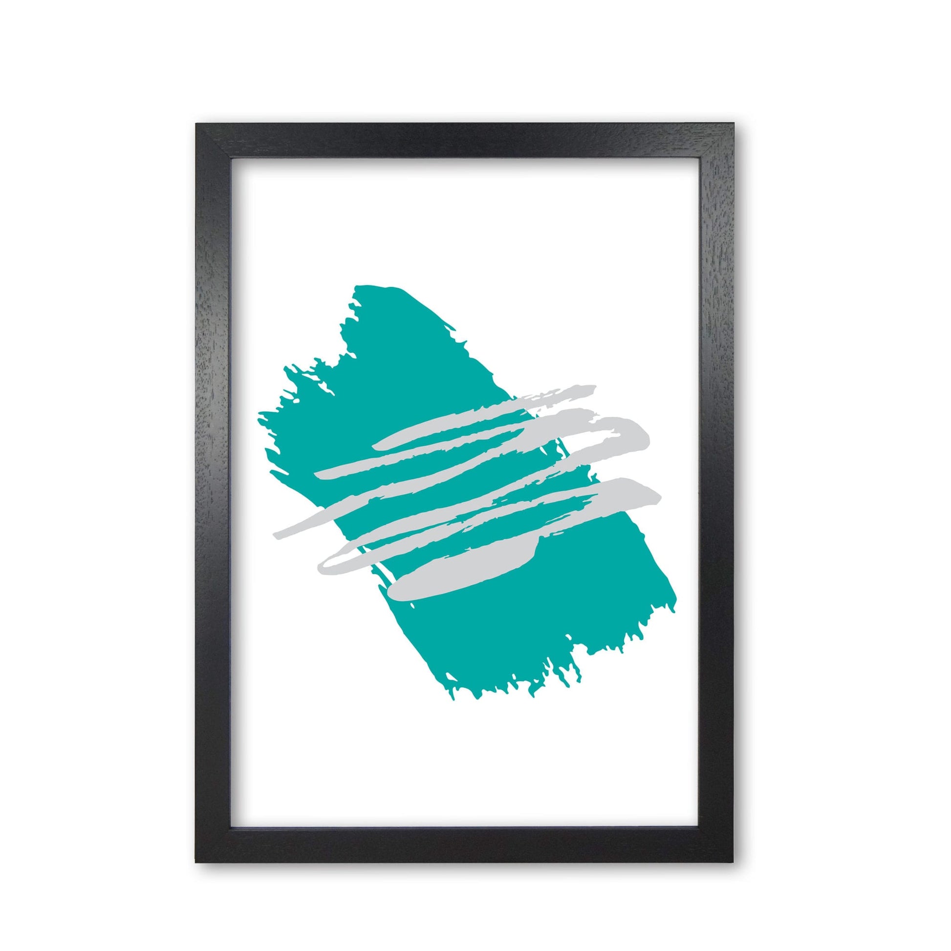 Teal jaggered paint brush abstract modern fine art print