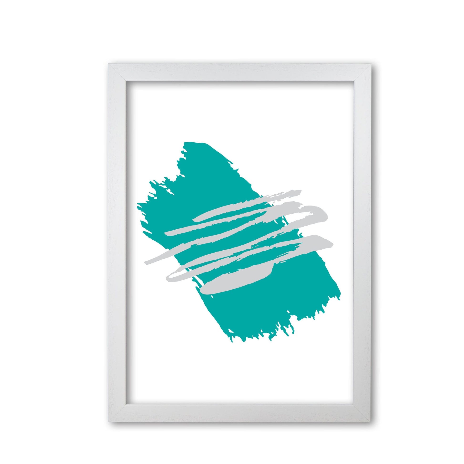 Teal jaggered paint brush abstract modern fine art print