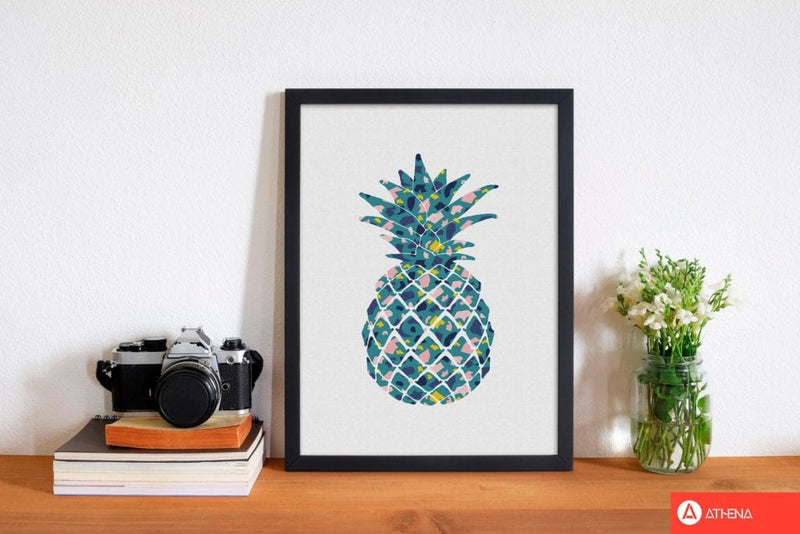 Teal pineapple fine art print by orara studio, framed kitchen wall art