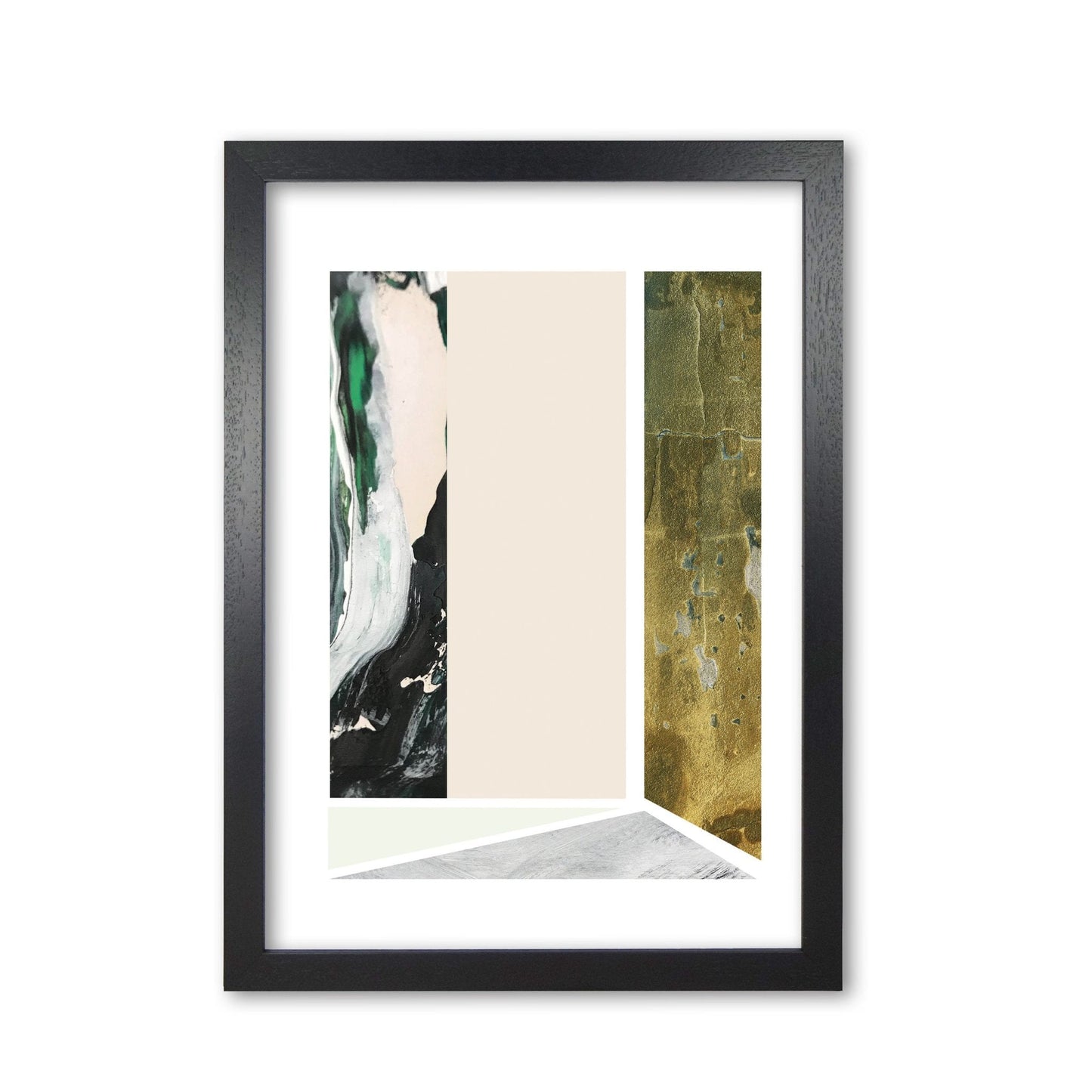Textured peach, green and grey abstract rectangle shapes modern fine art print