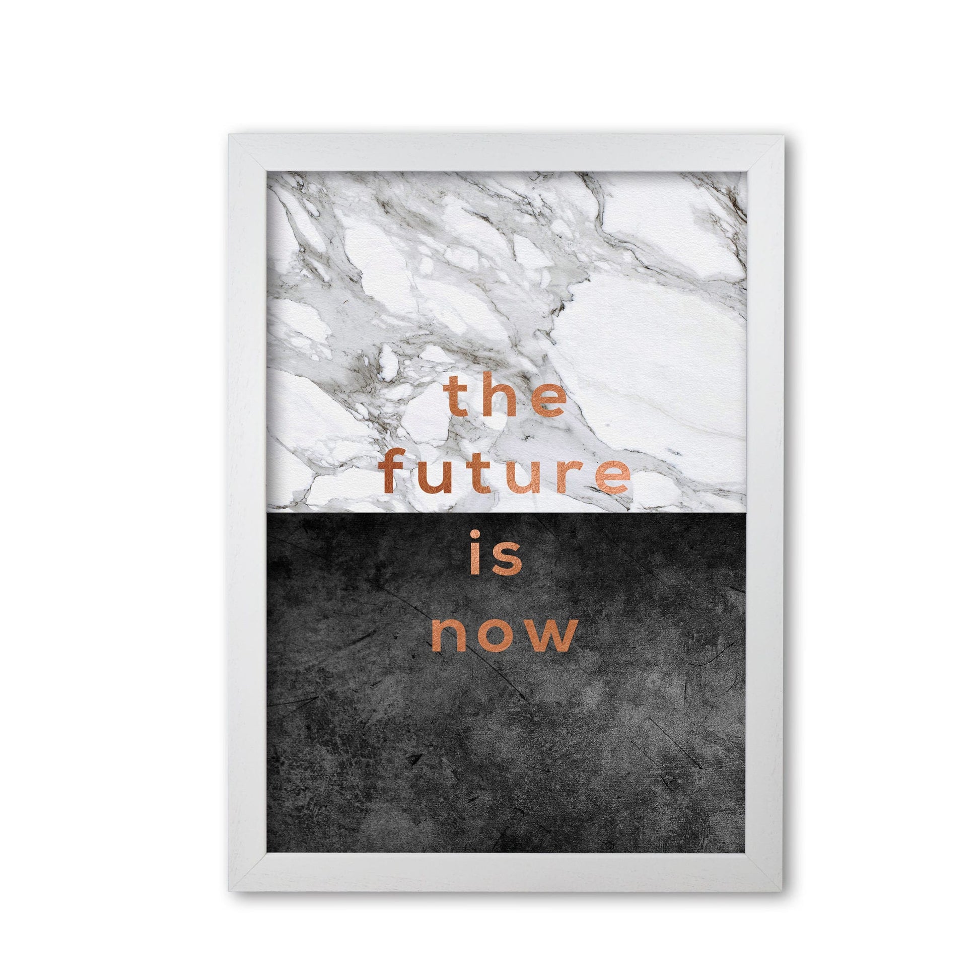 The future is now copper quote fine art print by orara studio