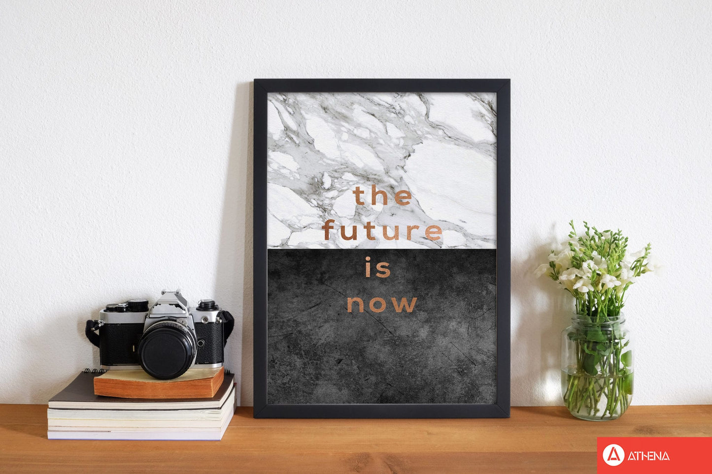 The future is now copper quote fine art print by orara studio
