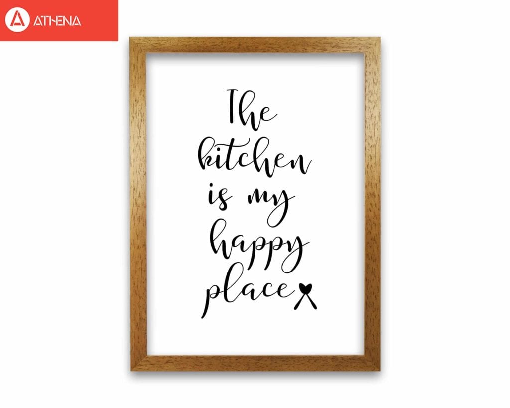 The kitchen is my happy place modern fine art print, framed kitchen wall art