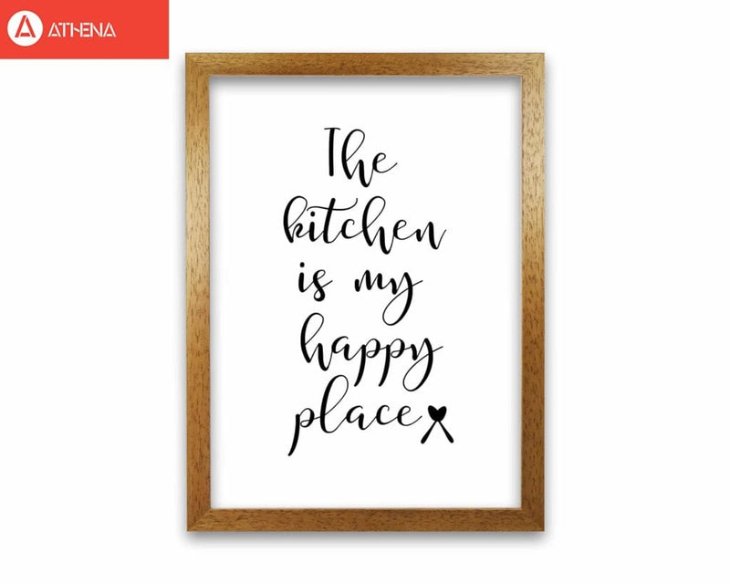 The kitchen is my happy place modern fine art print, framed kitchen wall art