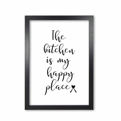 The kitchen is my happy place modern fine art print, framed kitchen wall art