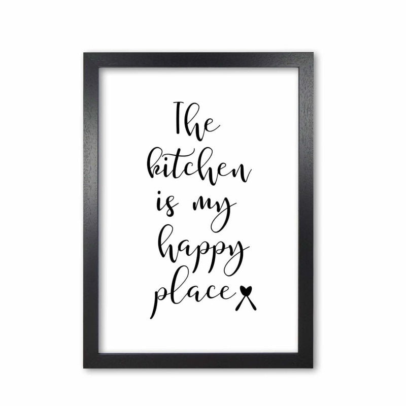 The kitchen is my happy place modern fine art print, framed kitchen wall art
