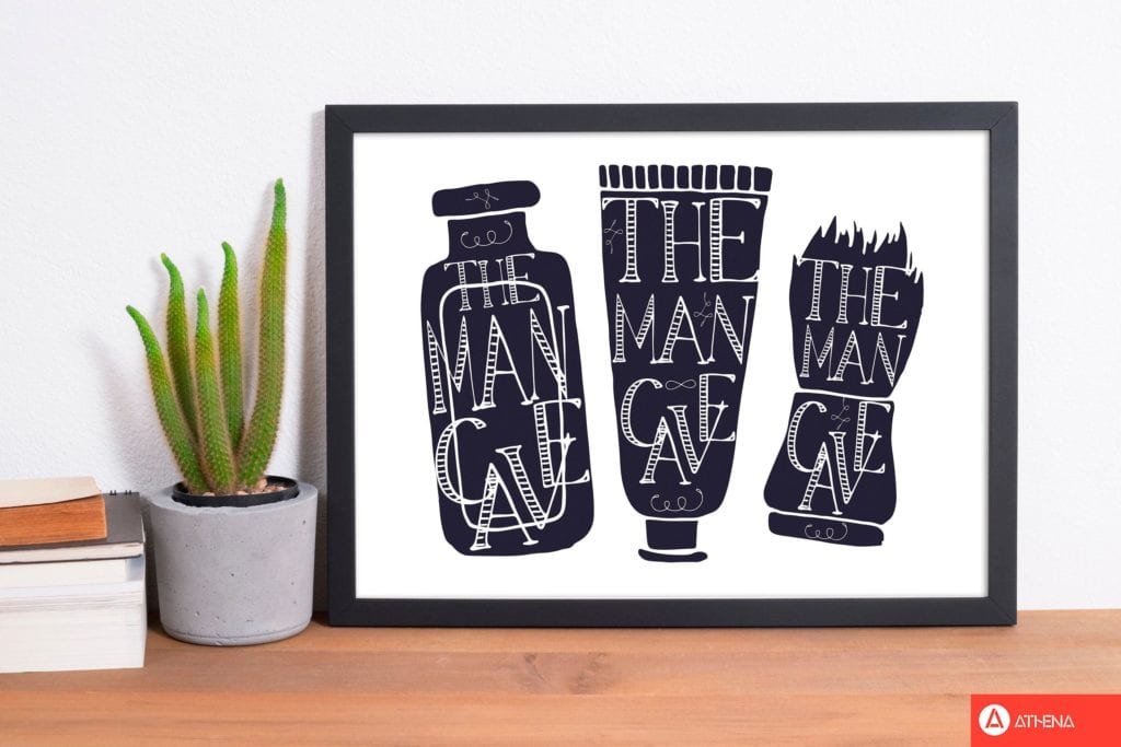 The man cave 4 modern fine art print, framed bathroom wall art