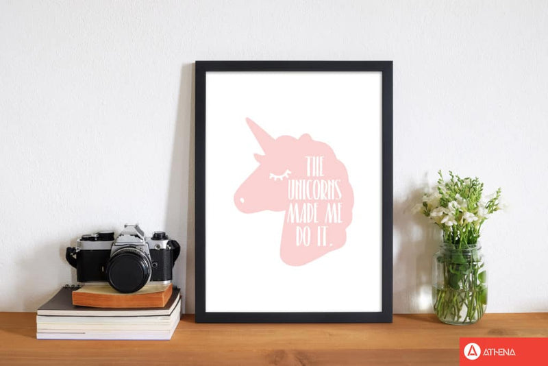 The unicorns made me do it modern fine art print, framed childrens nursey wall art poster